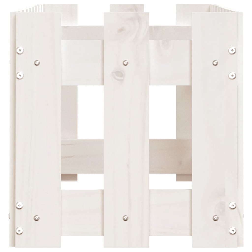 Arriate Elevado Jardín Con Valla Madera Pino Blanco 100x30x30cm_5