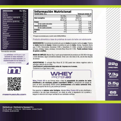 Whey Protein80 - 2 Kg - Fresa - Aumenta La Masa Muscular - Masmusculo_5
