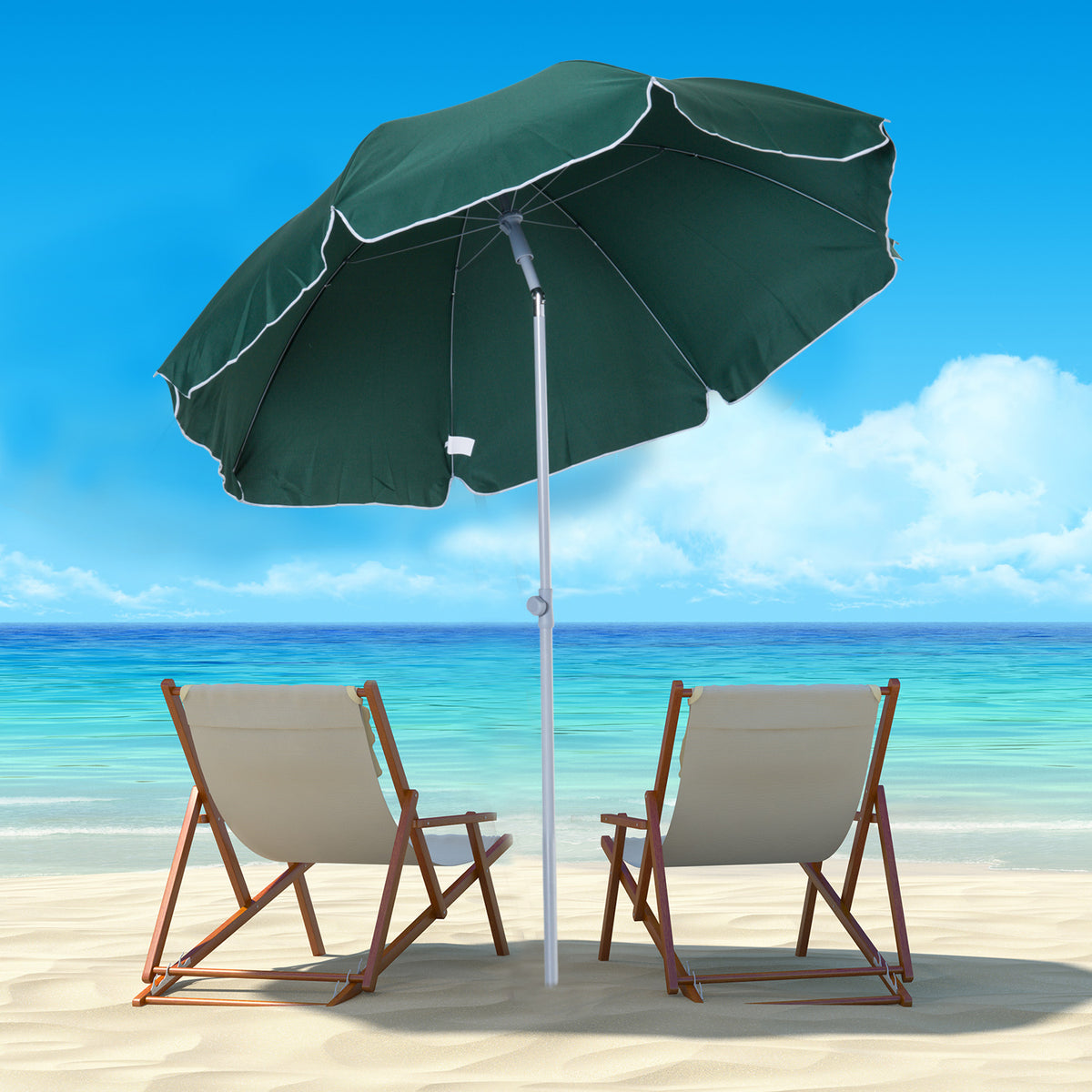Outsunny Sombrilla De Playa Diámetro Ø202 Cm Con Techo Inclinable Poste_1