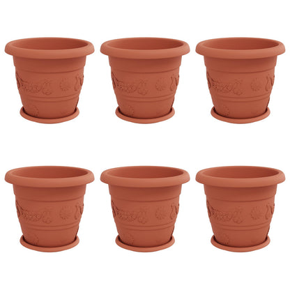 Macetas 6 Pcs Rojo Ladrillo Ø 34 X 28 Cm Plástico_0