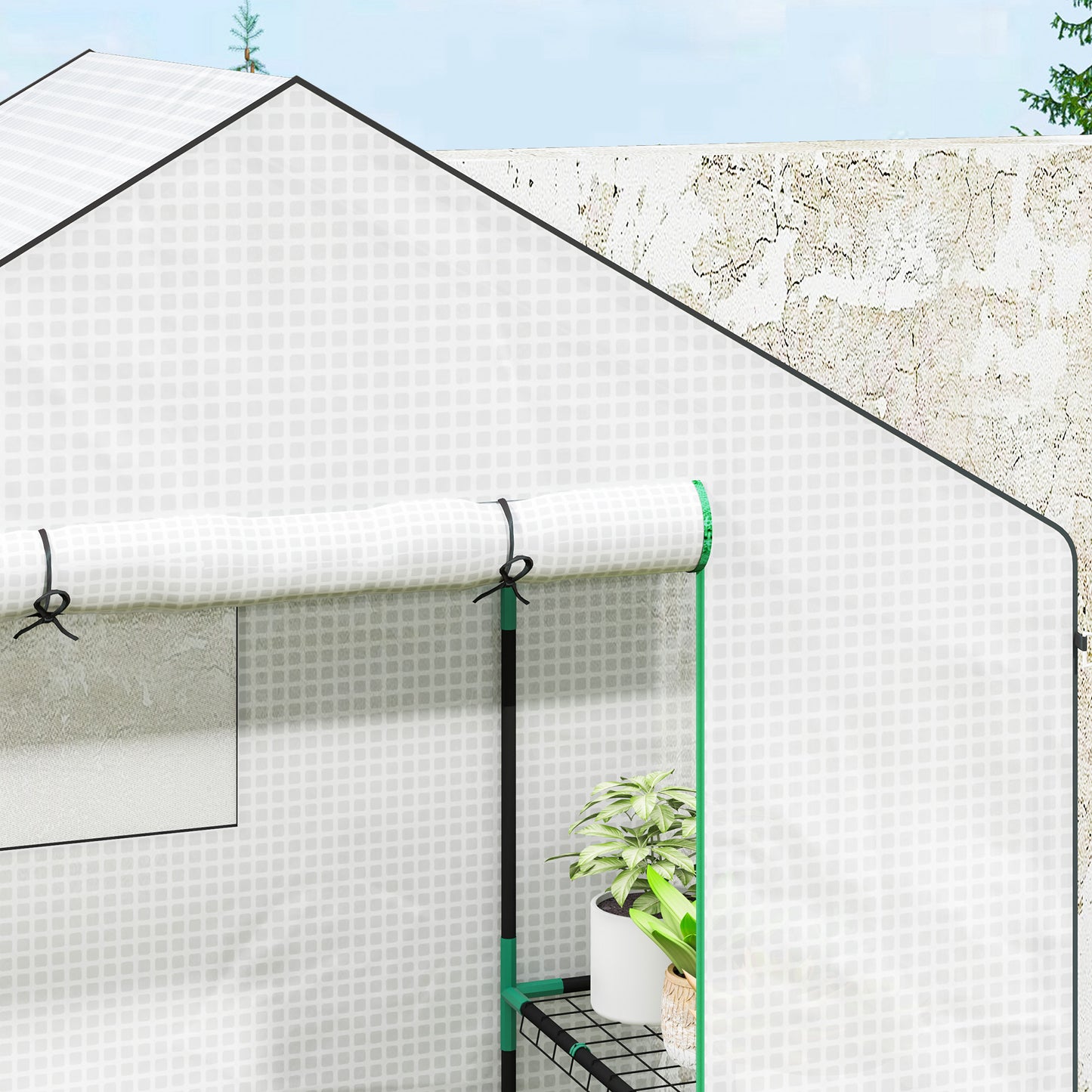 Outsunny Invernadero Para Jardín Con 1 Puerta 2 Ventanas 140x73x190 Cm Blanco_4