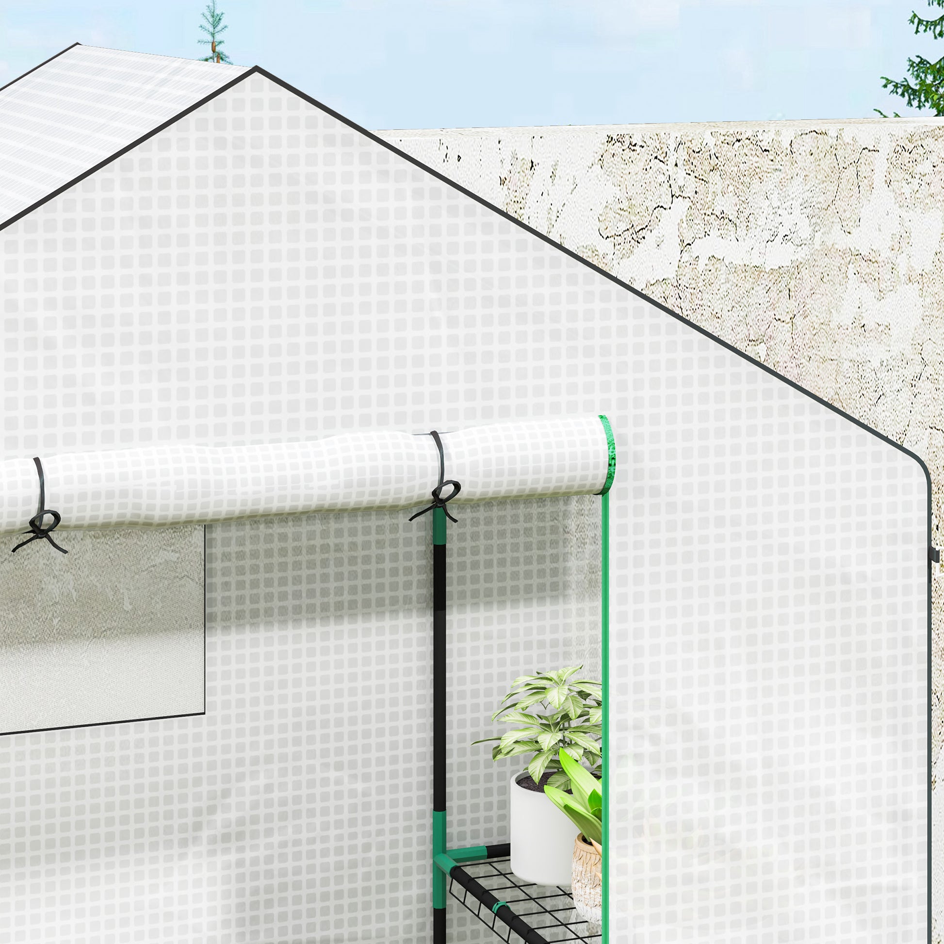 Outsunny Invernadero Para Jardín Con 1 Puerta 2 Ventanas 140x73x190 Cm Blanco_4