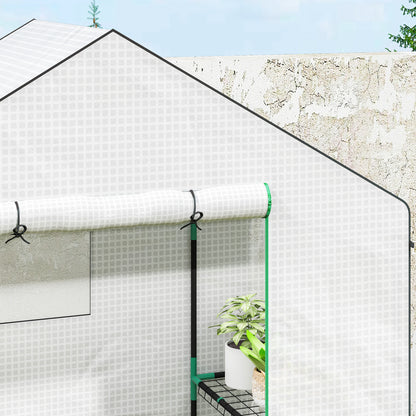 Outsunny Invernadero Para Jardín Con 1 Puerta 2 Ventanas 140x73x190 Cm Blanco_4