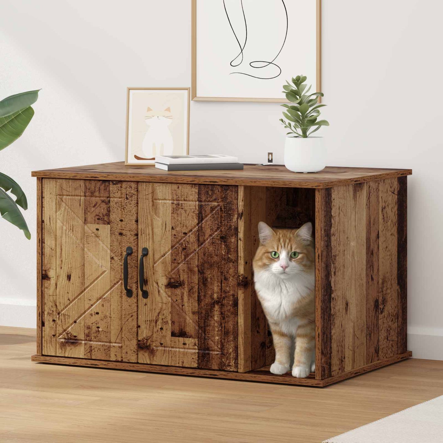 Casa Para Gatos Madera Vieja 85 X 55 X 50 Cm_1