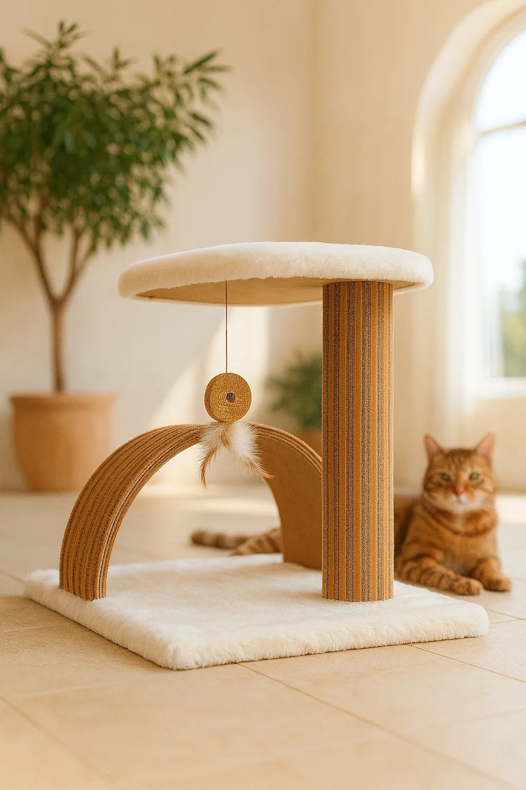 Poste Interactivo Para Gatos Estela Con Superficie De Corcho Natural Y Diseño Desmontable Althea Living 45x42x43cm_5