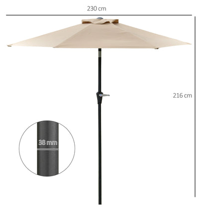 Outsunny Sombrilla De Jardín Ø230x216 Cm Con Techo Basculante Impermeable Caqui_2