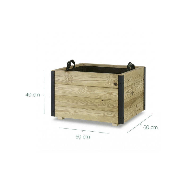 Jardinera Exterior De Madera Con Refuerzo De Aluminio Pun Al Hortalia 60x60x40 Cm_5