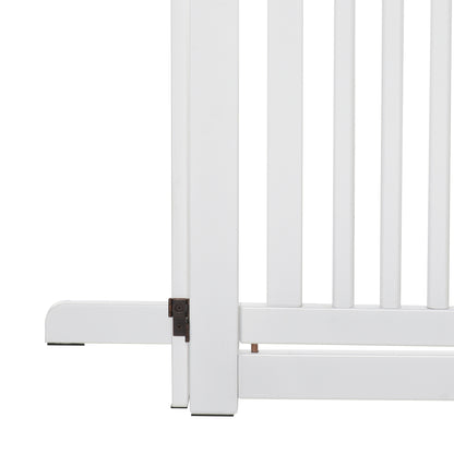 Pawhut Barrera Para Perros Plegable De Madera Con 1 Puerta 155x35,5x76 Cm Blanco_4