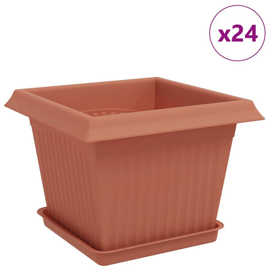Macetas 24 Pcs Rojo Ladrillo 23 X 23 X 17,5 Cm Plástico_0