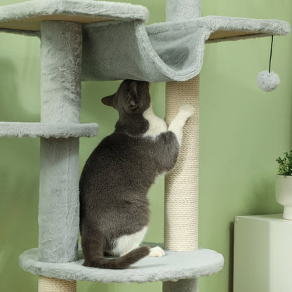 Pawhut Árbol Para Gatos De Suelo A Techo Con Altura Ajustable 225-255 Cm Gris_4
