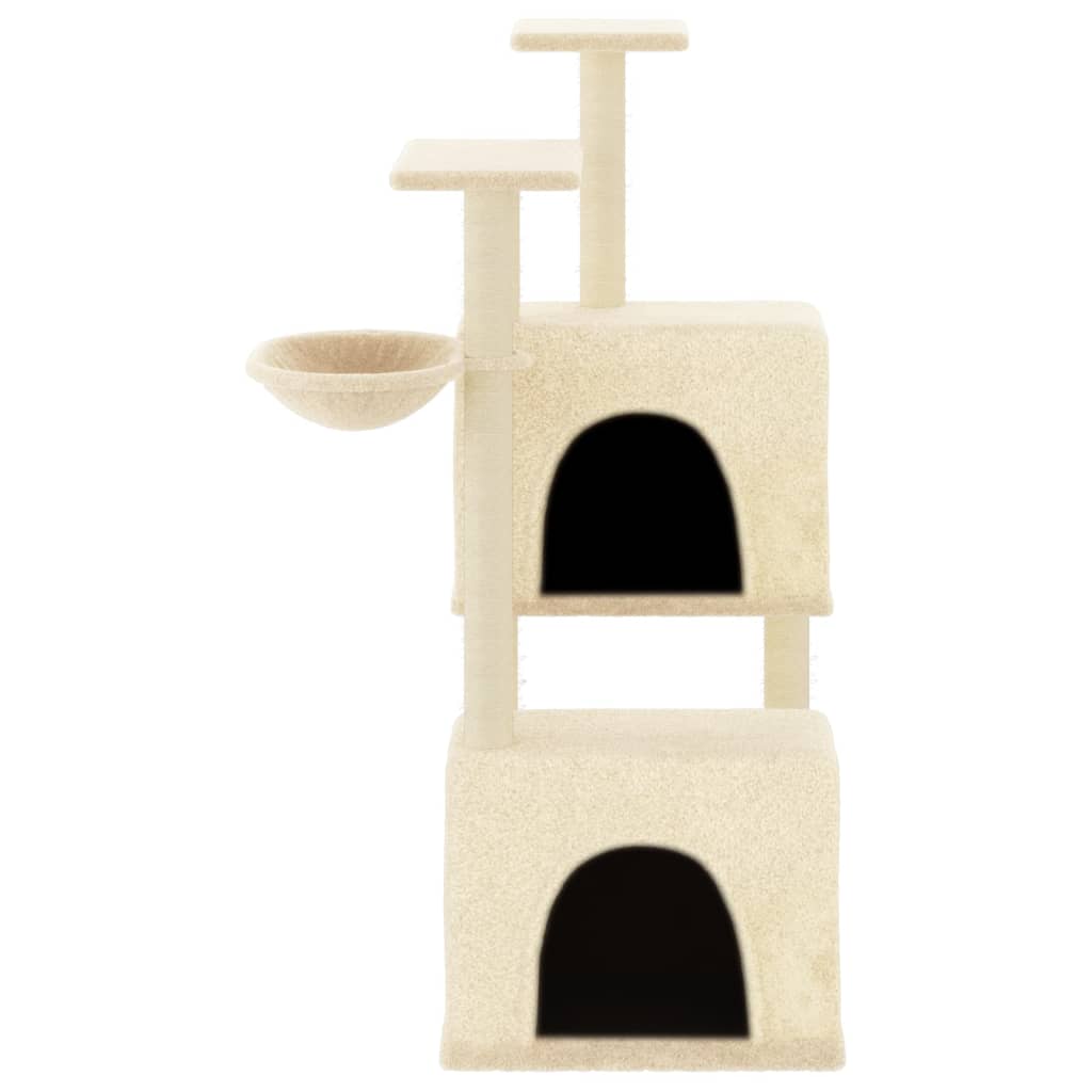 Rascador Para Gatos Con Postes De Sisal Color Crema 122 Cm_2