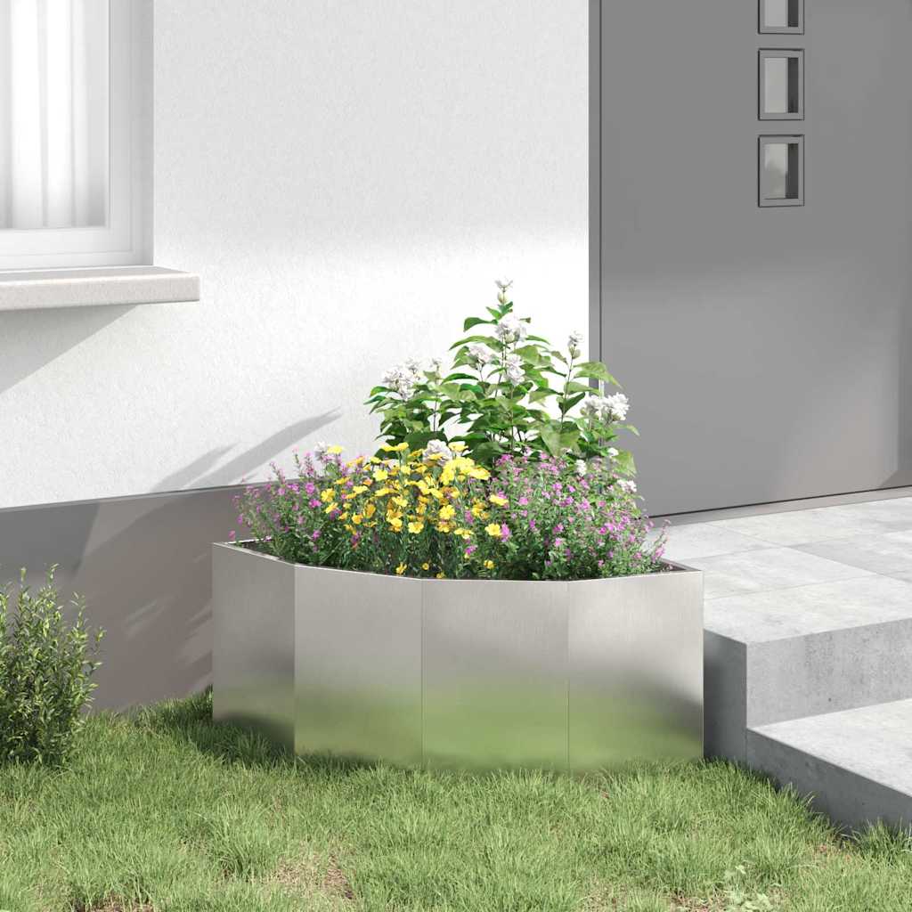 Macetero De Esquina Plateado 60 X 60 X 35 Cm Acero Inoxidable_3