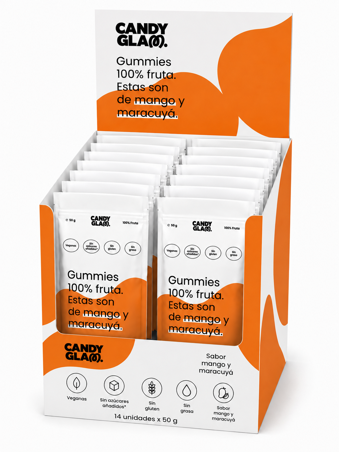 Gummies 100% Fruta Pack De 14 Mango Y Maracuyá – Snack Saludable Vegano Sin Azúcares Añadidos_0