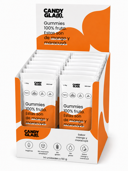 Gummies 100% Fruta Pack De 14 Mango Y Maracuyá – Snack Saludable Vegano Sin Azúcares Añadidos_0