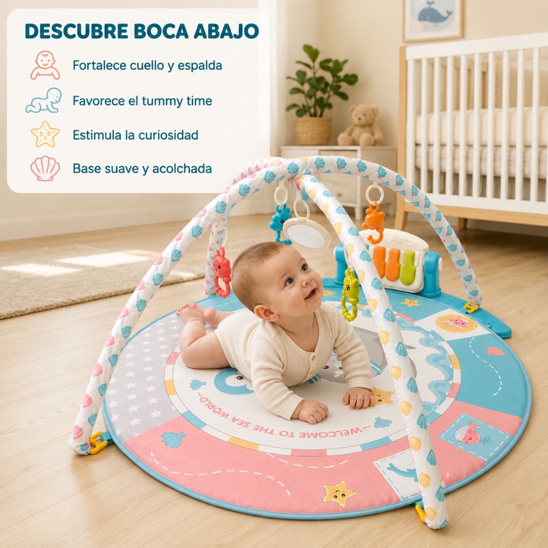Gimnasio Bebé Con Piano Musical, Manta De Actividades Infantil,estimulación Temprana, Piano Para Pies Bathby_3
