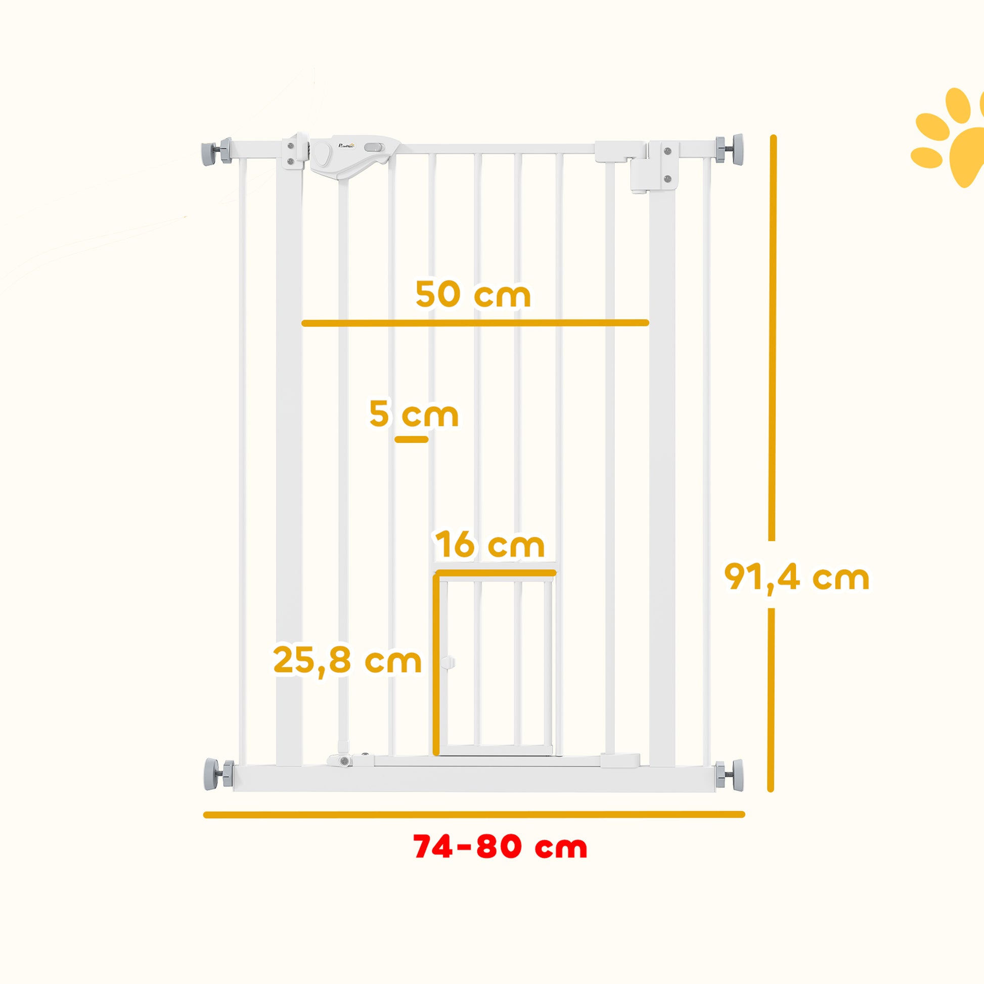 Pawhut Barrera De Seguridad De Perros Escaleras Puertas 74-80 Cm Altura 91,4 Cm_2