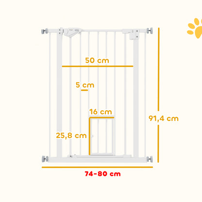 Pawhut Barrera De Seguridad De Perros Escaleras Puertas 74-80 Cm Altura 91,4 Cm_2