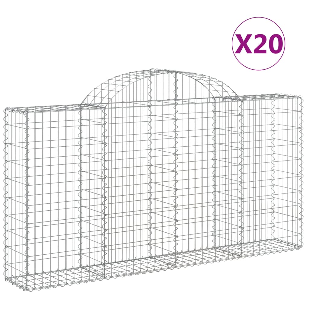 Cestas Gaviones 20 Uds Forma De Arco Hierro 200x30x100/120 Cm_0