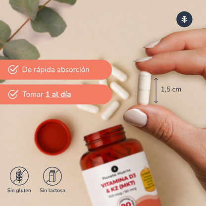 Pack 3xVitamina D3 &amp; K2 Mk7 Planeta Huerto 180 Capsulas