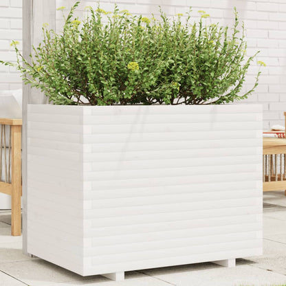 Jardinera Madera Maciza De Pino Blanco 90x60x72,5 Cm_1