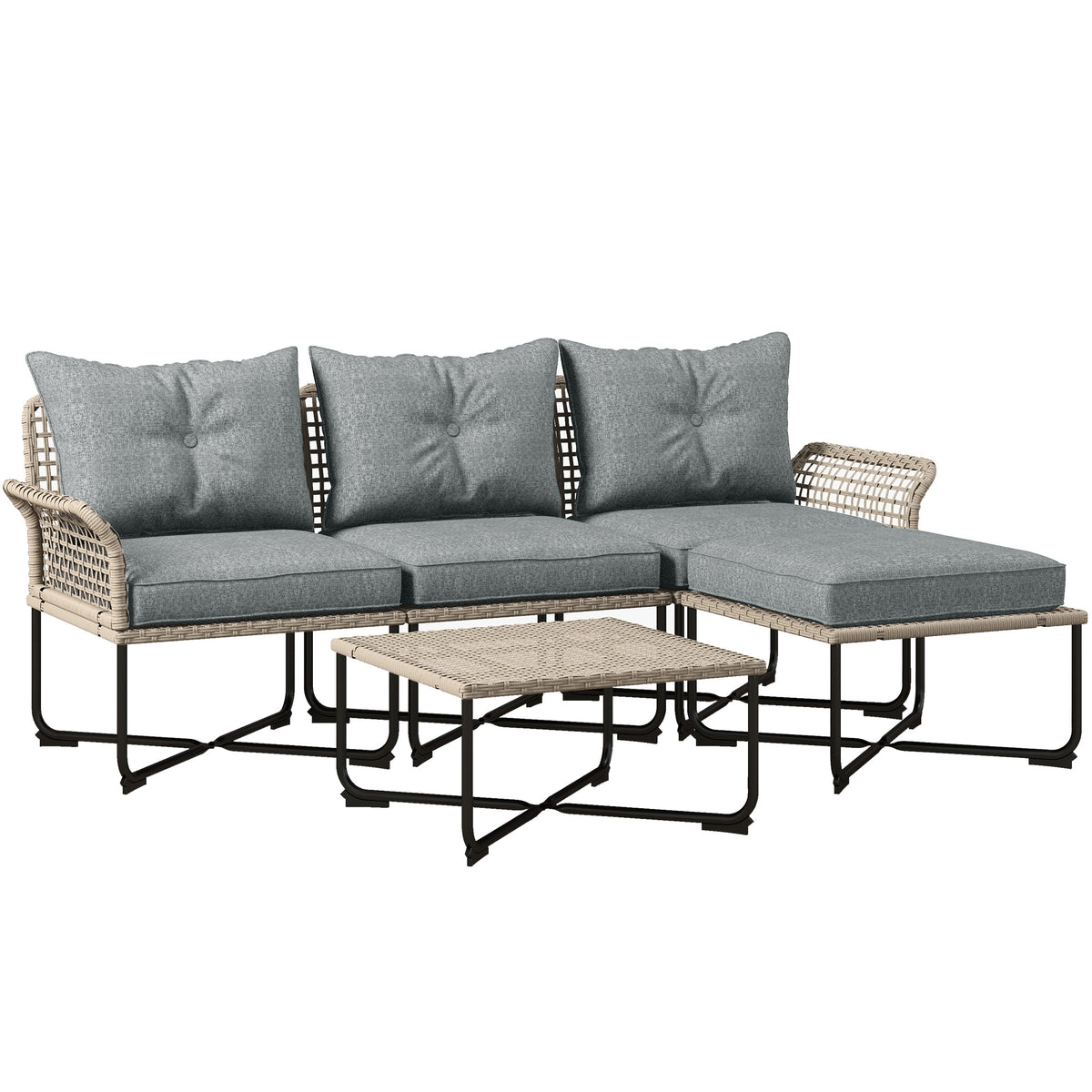Muebles De Jardín Outsunny Acero, Pe Gris 65x65x72 Cm_0