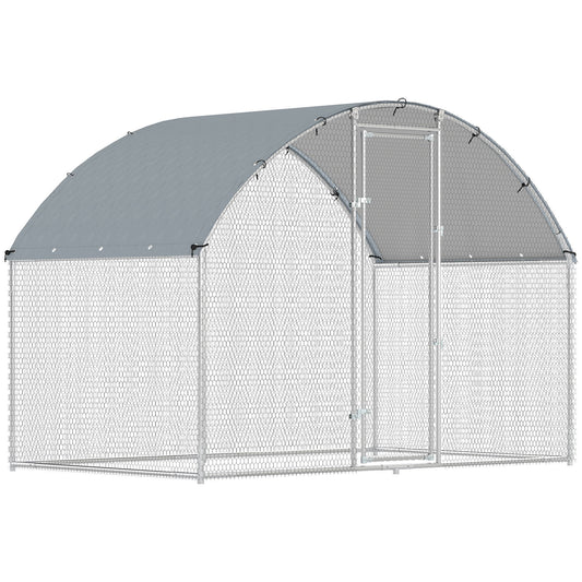Gallinero Para Exterior Pawhut Acero Galvanizado, Tela Oxford Plata 280x170x190 Cm_0
