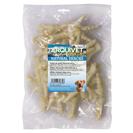 Snack natural para perros Patas de pollo blancas Arquivet  250 g
