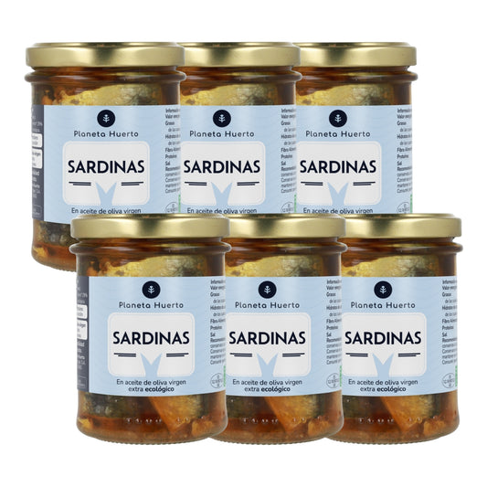 Pack 6x Sardinas en aceite de oliva virgen extra ECO Planeta Huerto 190 g