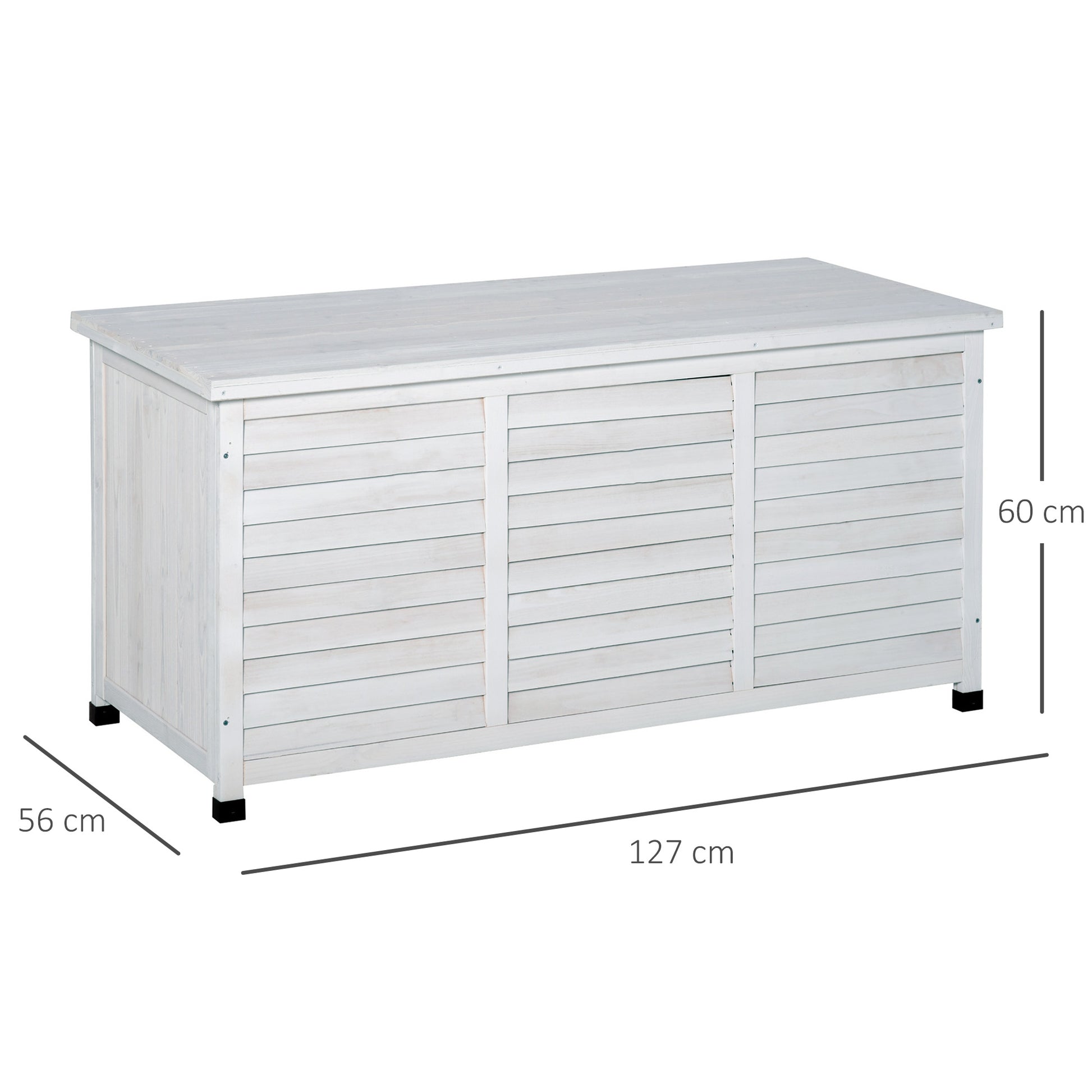 Outsunny Baúl De Madera Exterior Con Tapa Abrible Y Diseño Persiana 127x56x60 Cm_2