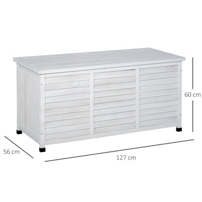 Outsunny Baúl De Madera Exterior Con Tapa Abrible Y Diseño Persiana 127x56x60 Cm_2