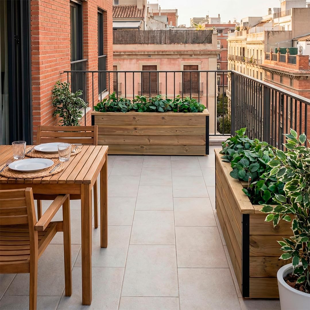 Jardinera Con Autorriego De Madera Nidum Interior Y Exterior Hortalia 110x40x40 Cm_1