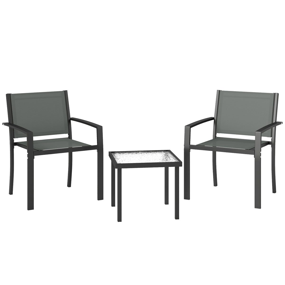 Outsunny Conjunto De Mesa Y 2 Sillas De Terraza Exterior 3 Piezas Gris Claro_0