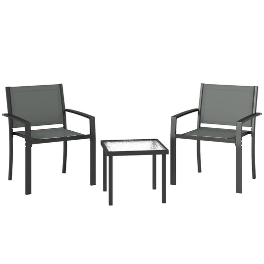 Outsunny Conjunto De Mesa Y 2 Sillas De Terraza Exterior 3 Piezas Gris Claro_0
