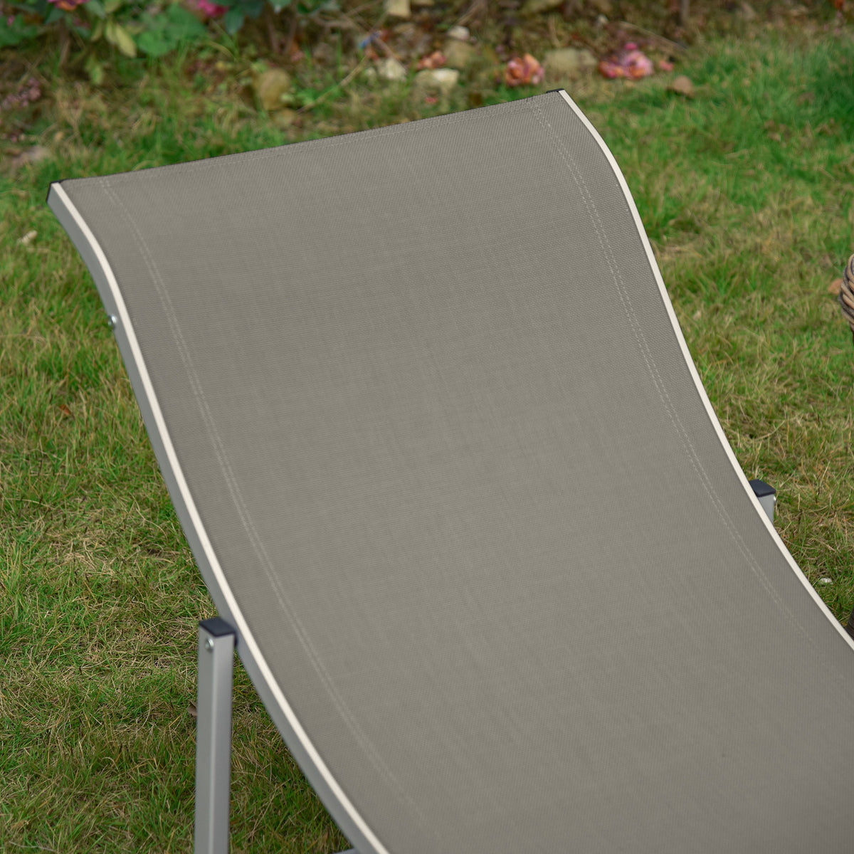 Outsunny 2 Tumbonas Plegables Forma De S Aluminio Texteline Para Terraza Gris_3