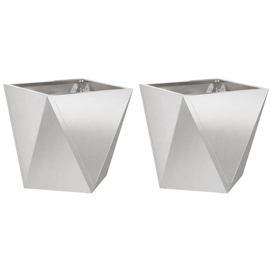 Jardinera 2 Uds. Plateado 50 X 50 X 50 Cm Acero Inoxidable_0
