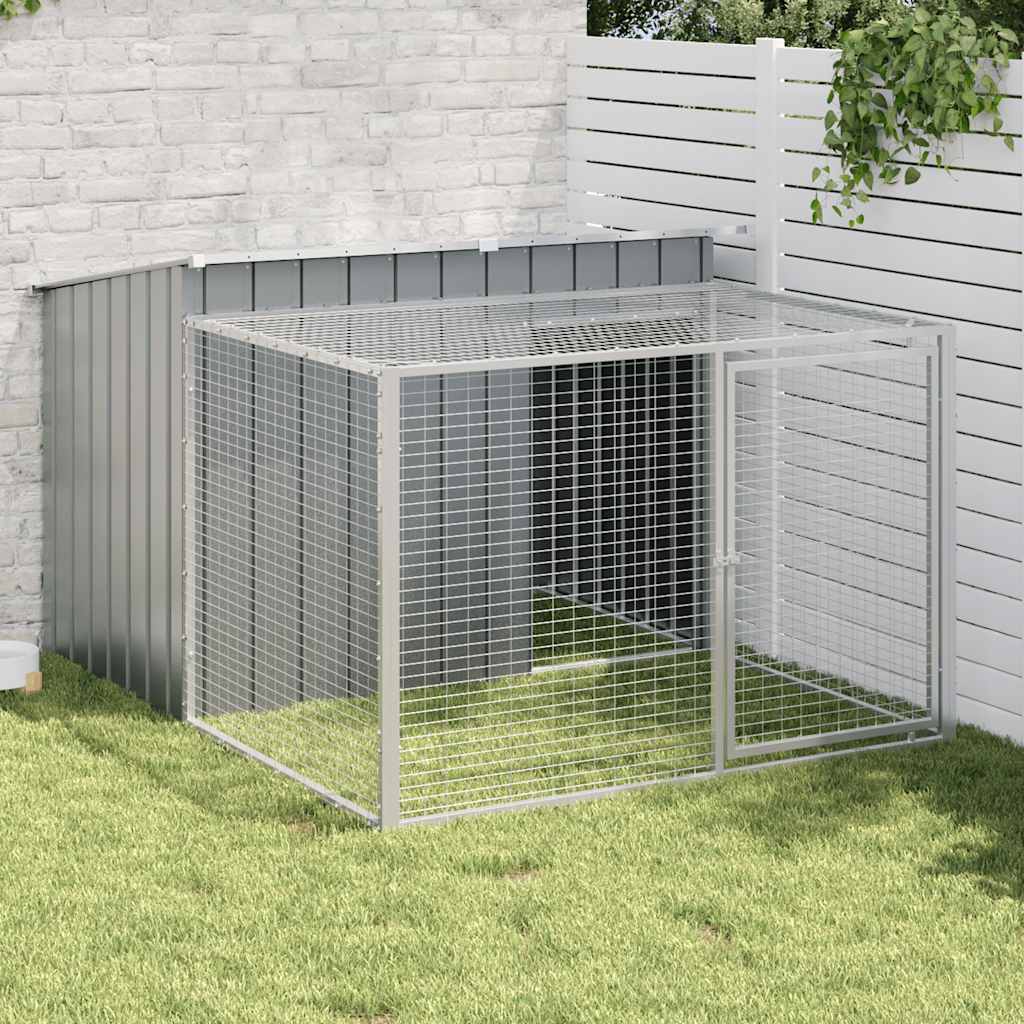 Caseta Para Perro Con Corral Antracita 153x194x110 Cm Acero Galvanizado_1