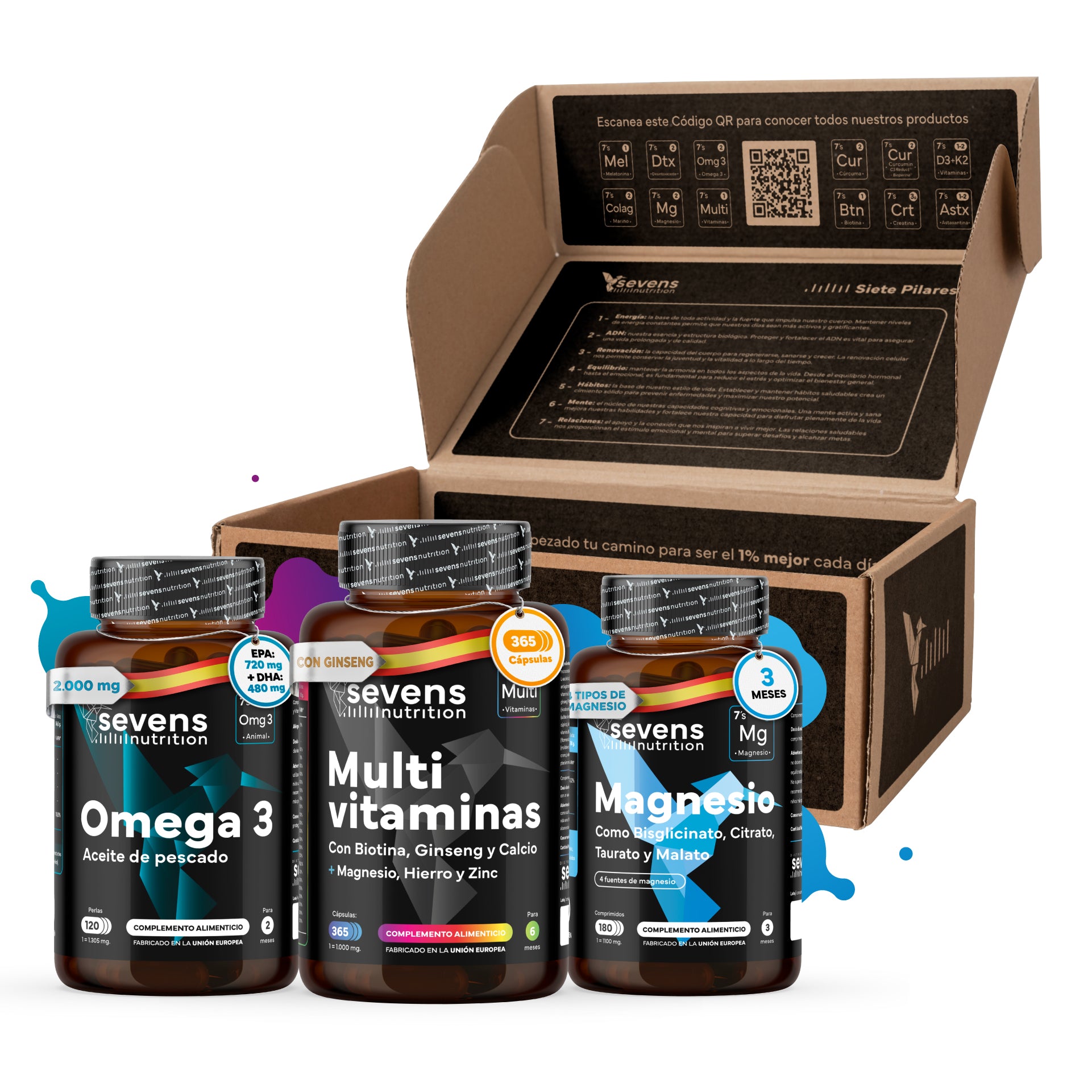 Pack Energía. Con Multivitaminas, Omega 3 Y Magnesio. Sevens Nutrition. Energía y Vitalidad_0