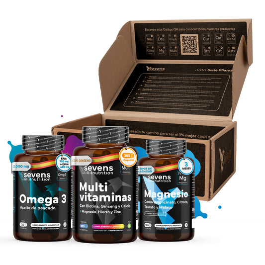 Pack Energía. Con Multivitaminas, Omega 3 Y Magnesio. Sevens Nutrition. Energía y Vitalidad_0