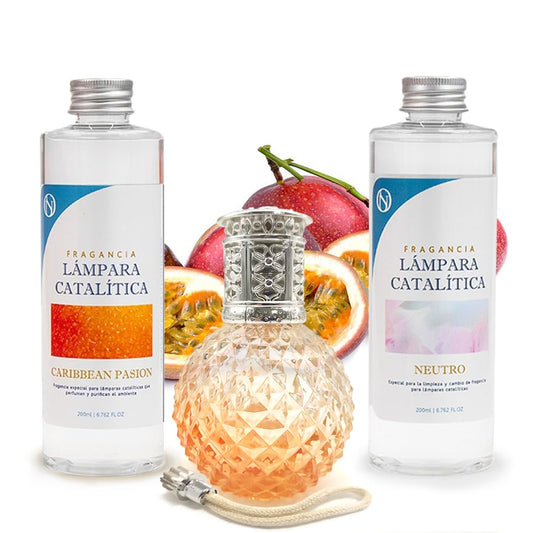 Pack Lámpara Catalítica Orange Diamonds + Fragancia Caribbean Passion 200ml + Limpiador Neutro 200ml + Mecha Repuesto_0