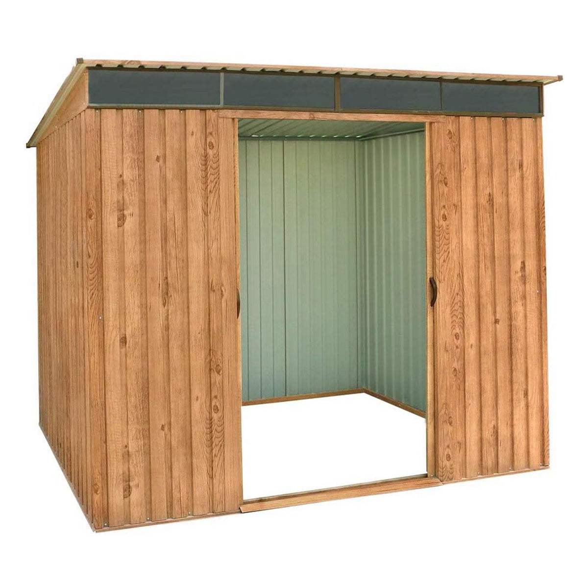 Caseta Jardín Top Shed Pentroof 8×6 Metal Imitación Madera_3