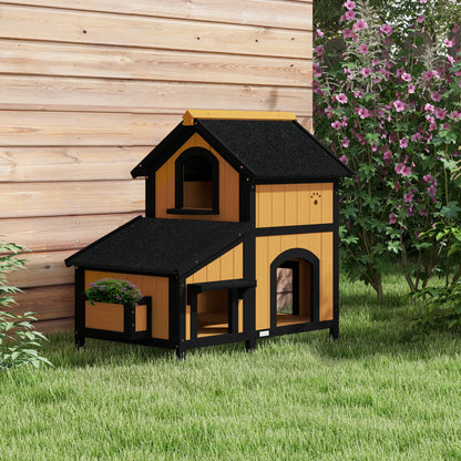 Pawhut Caseta Para Gatos De Madera Con Macetero 96x65x85,5 Cm Natural_1