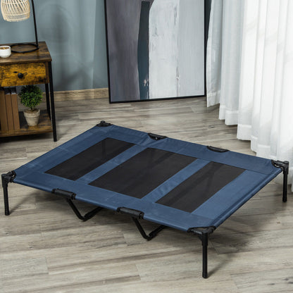 Pawhut Cama Elevada Perros Transpirable Interiores Exteriores 122x92x23 Cm Azul_1