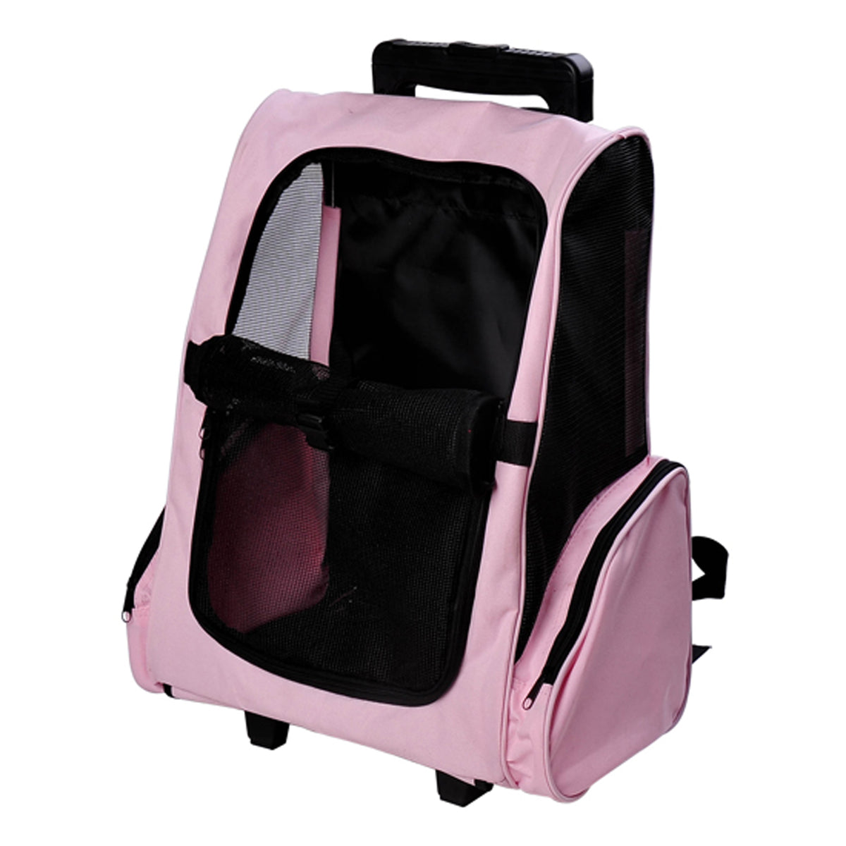 Pawhut Transportín 2 En 1 Para Mascotas Carrito Mochila Ruedas 42x25x55 Cm Rosa_1
