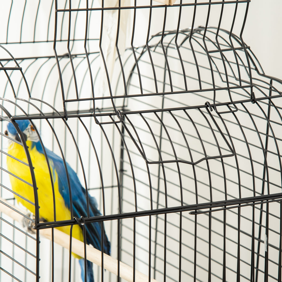 Pawhut Jaula Para Pájaros Con Soporte 4 Ruedas Techo Abrible 2 Comederos Estante_4