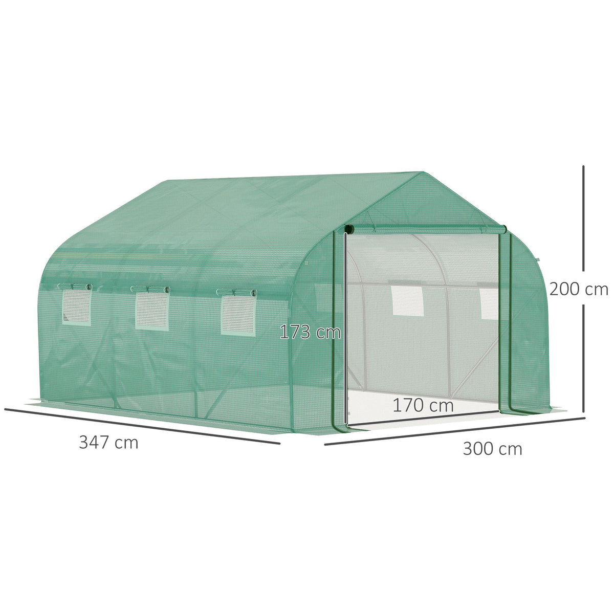 Invernadero De Túnel Jardín Con 6 Ventanas Outsunny 3,5x3x2 M Verde_2