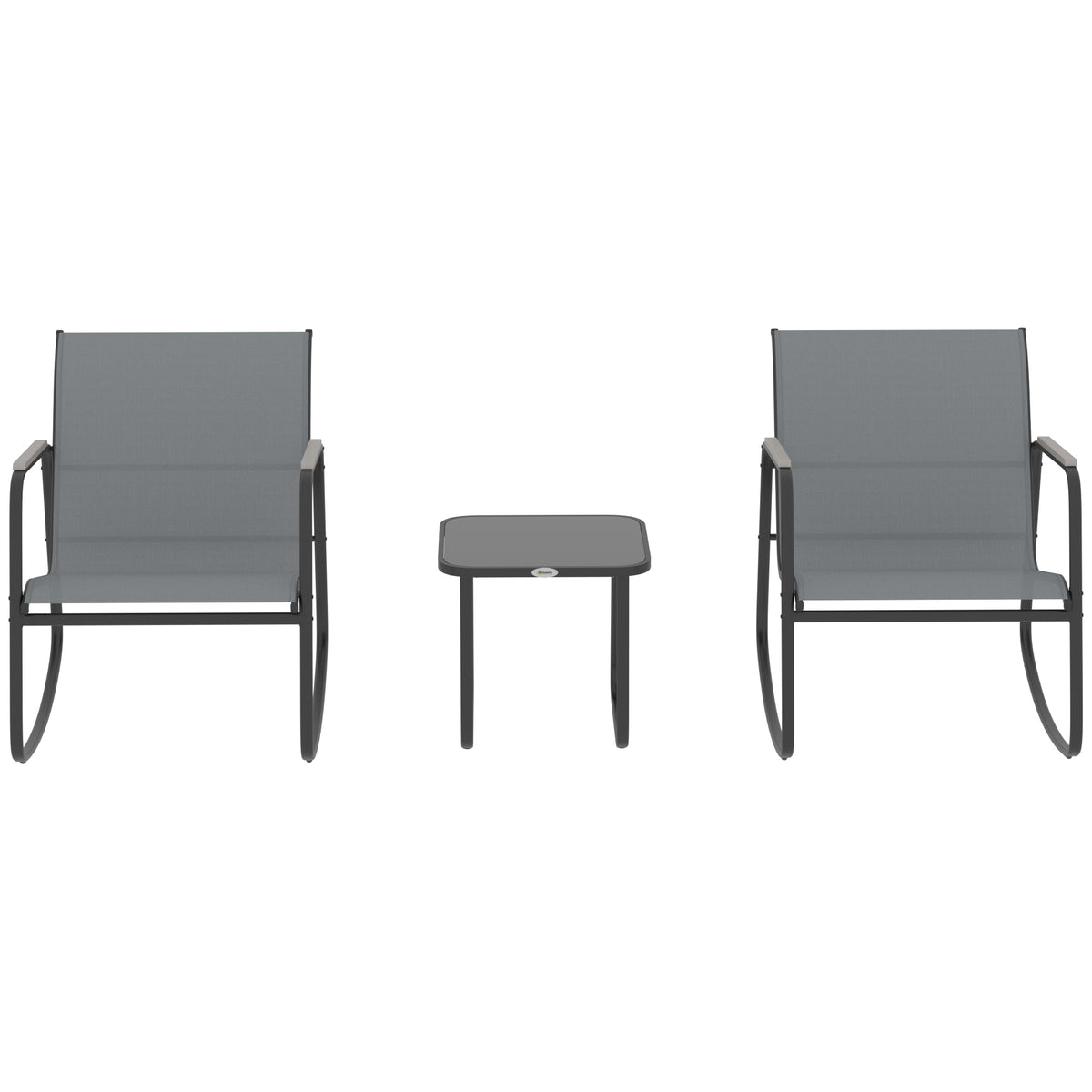 Conjunto De Bistró Outsunny Acero, Textileno Gris 79x61x78 Cm_4