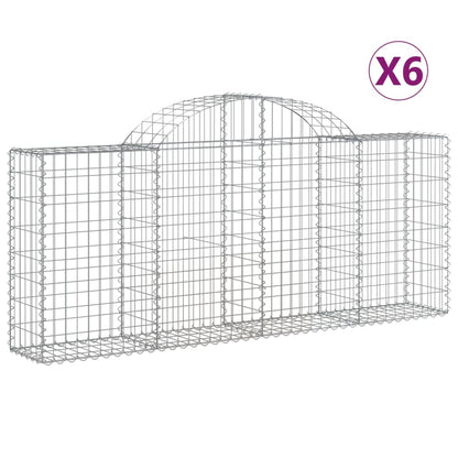 Cestas De Gaviones 6 Uds Forma De Arco Hierro 200x30x80/100 Cm_0