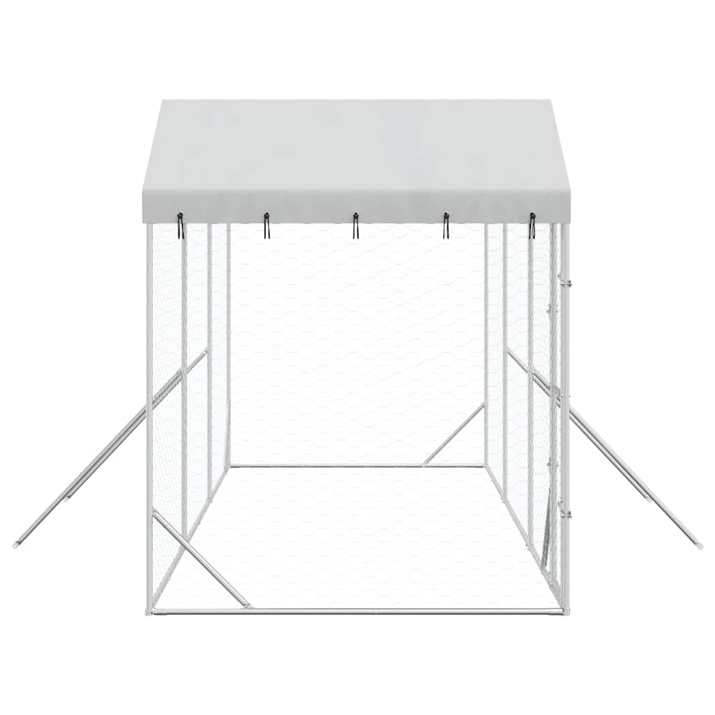 Perrera De Exterior Con Techo Acero Galvanizado Plata 6x2x2,5 M_5