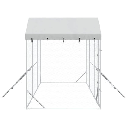 Perrera De Exterior Con Techo Acero Galvanizado Plata 6x2x2,5 M_5