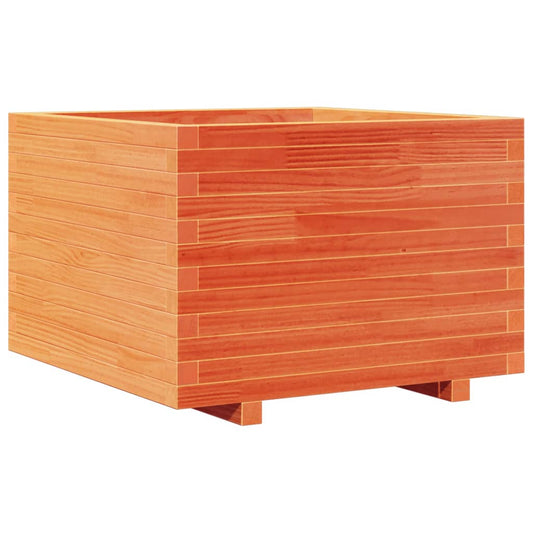 Jardinera Madera Maciza De Pino Marrón Cera 70x70x49,5 Cm_0
